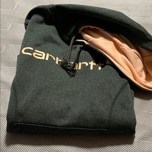 Carhartt Teen’s Dark Gray Hoodie with Pinkish Logo